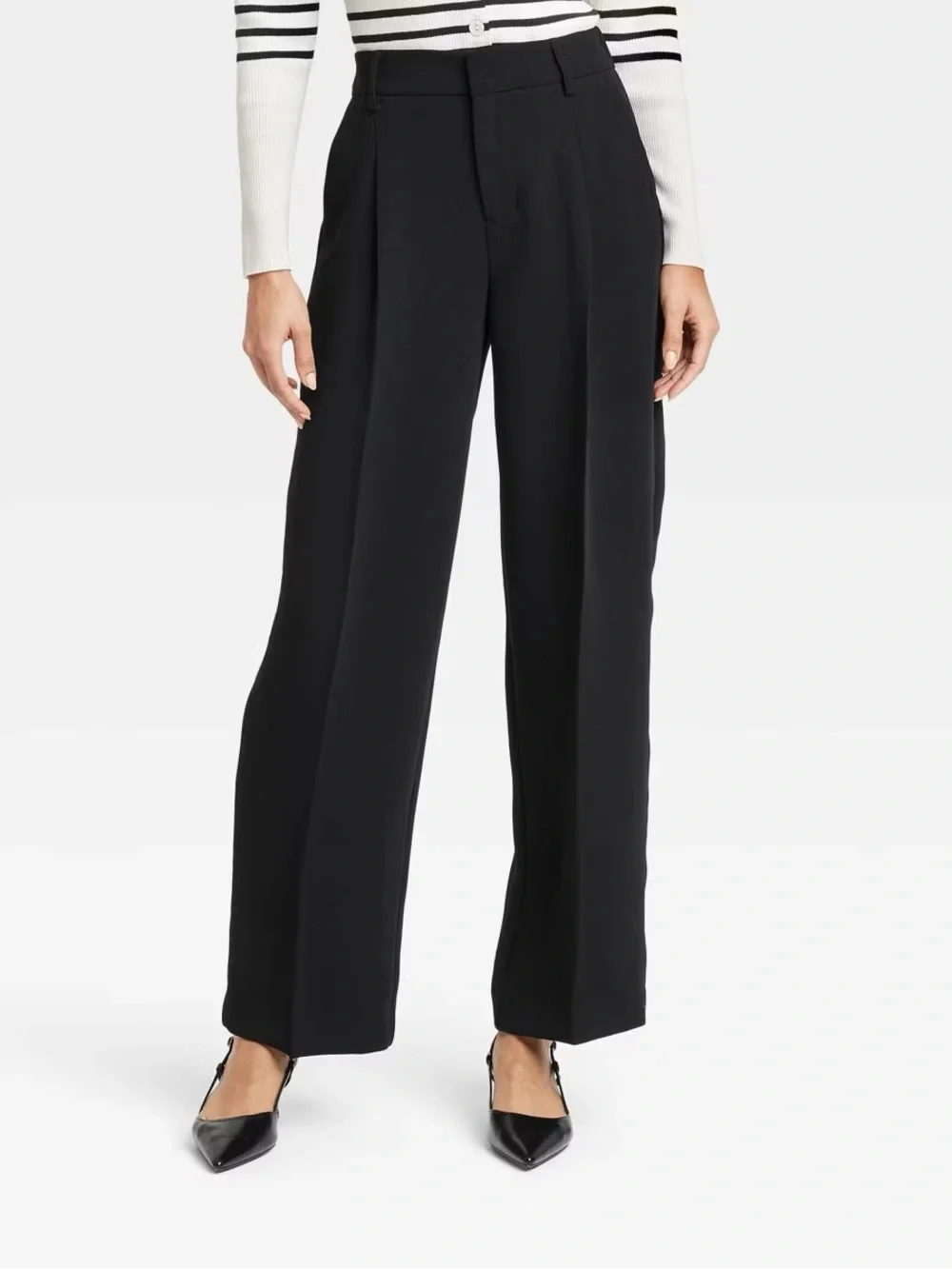 A New Day signature crepe essential Black High-Waist trousers size 12 - Picture 2 of 6